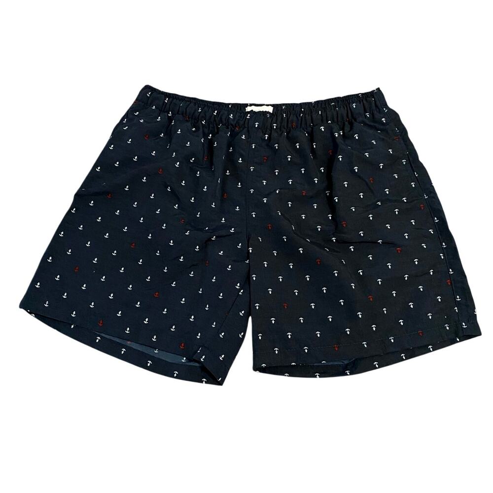 Rioman Men's Swim Trunks Medium Blue Nautical Anchors Preppy Inner Mesh Lining